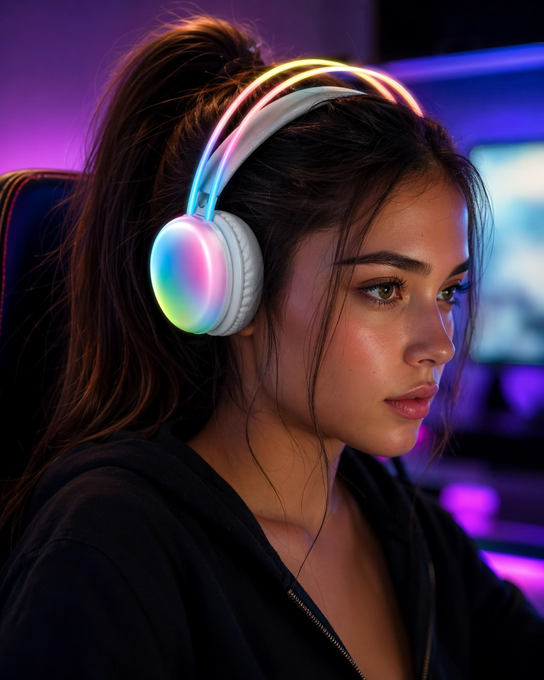 Auriculares inalámbricos Brookstone con luces LED multicolor