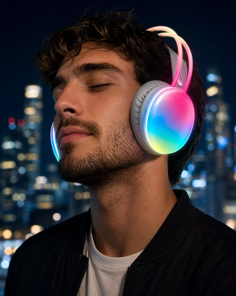 Auriculares inalámbricos Brookstone con luces LED multicolor