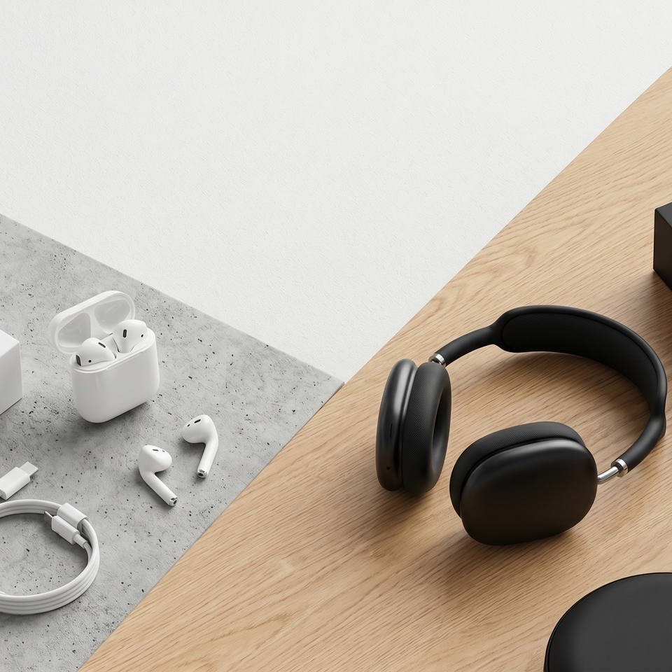 Combo de AirPods blancos y AirPods P9