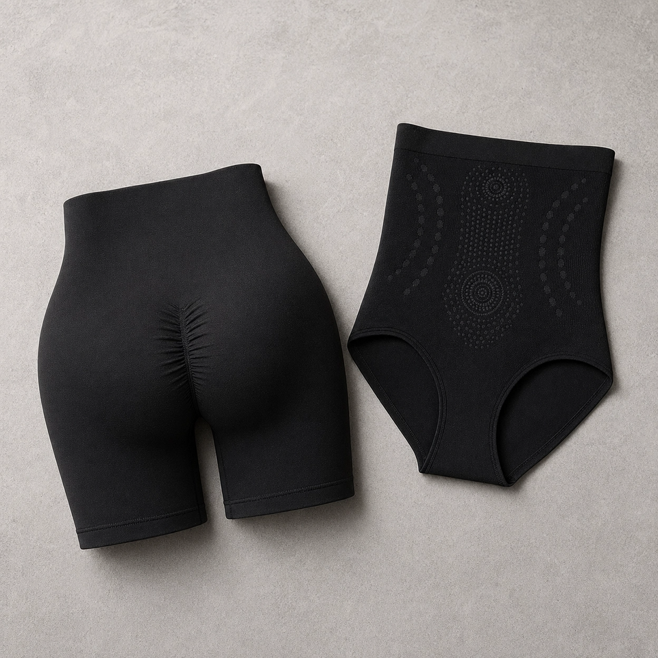 Combo de shorts de yoga negros y faja corsé reductora